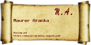 Maurer Aranka névjegykártya